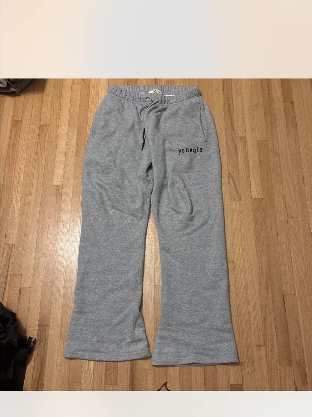 YoungLA Light Gray Men's Sweat Joggers with Logo Print
